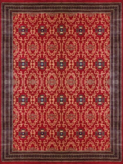 9x12 Ft Handmade Red Wool Carpet Palace