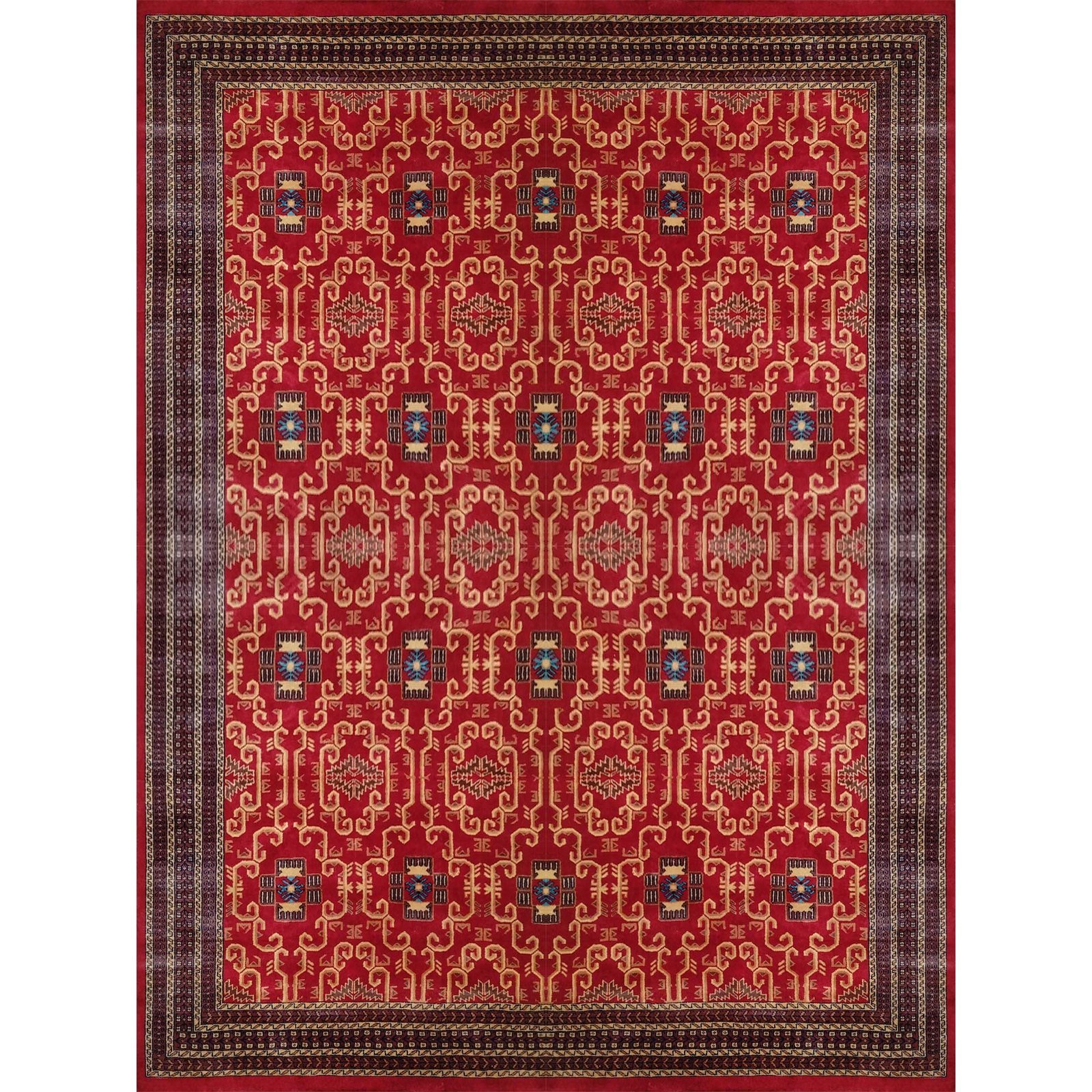9x12 Ft Handmade Red Wool Carpet Palace