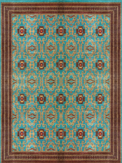 9x12 Ft Handmade Turquoise Wool Carpet Palace