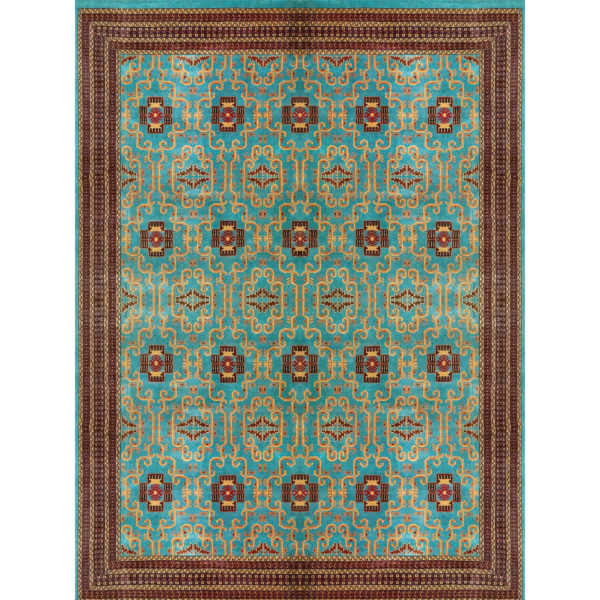 9x12 Ft Handmade Turquoise Wool Carpet Palace