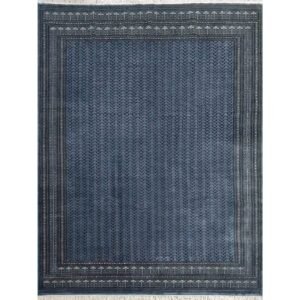 9x12 Feet Wool Royal Gray Handmade Carpet Tribal