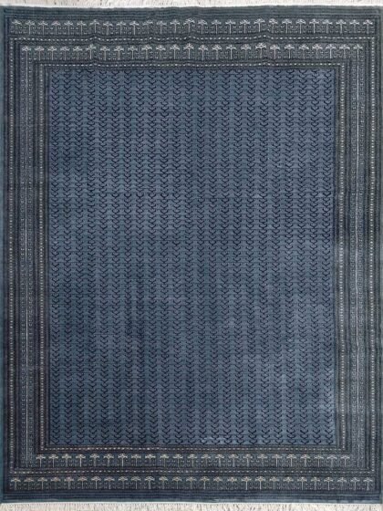 9x12 Feet Wool Royal Gray Handmade Carpet Tribal