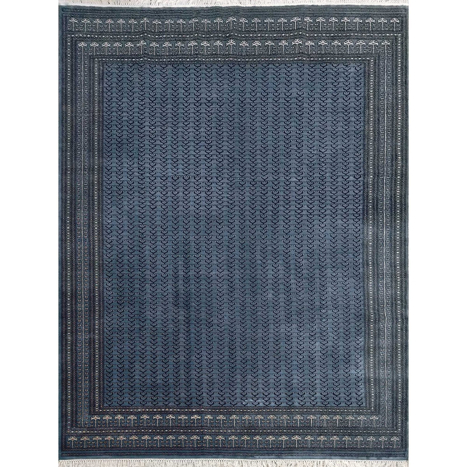 9x12 Feet Wool Royal Gray Handmade Carpet Tribal
