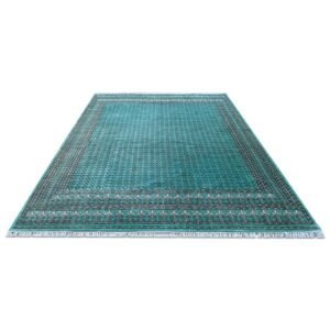 9x12 Ft Handmade Turquoise Wool Carpet Tribal