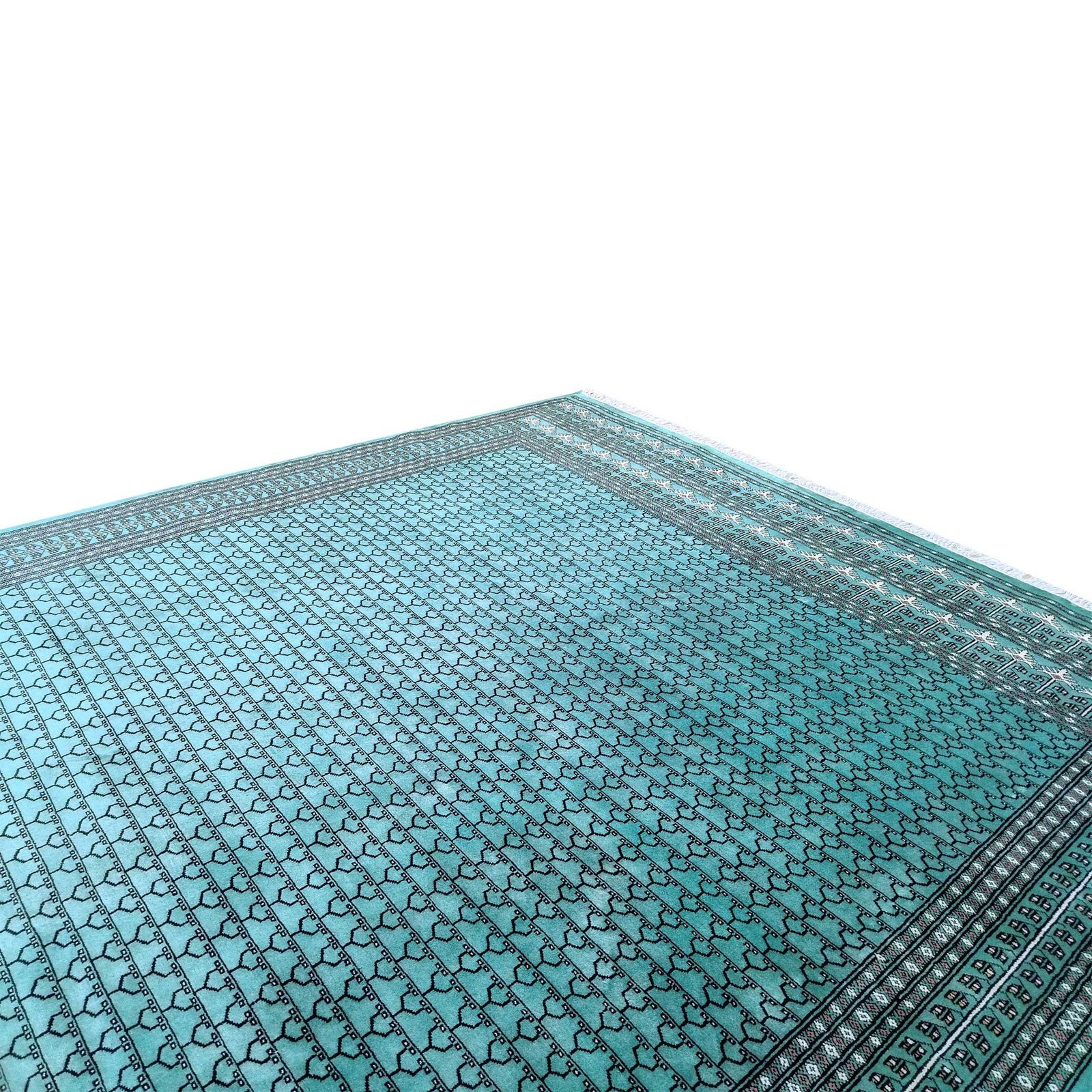 9x12 Ft Handmade Turquoise Wool Carpet Tribal - Image 2