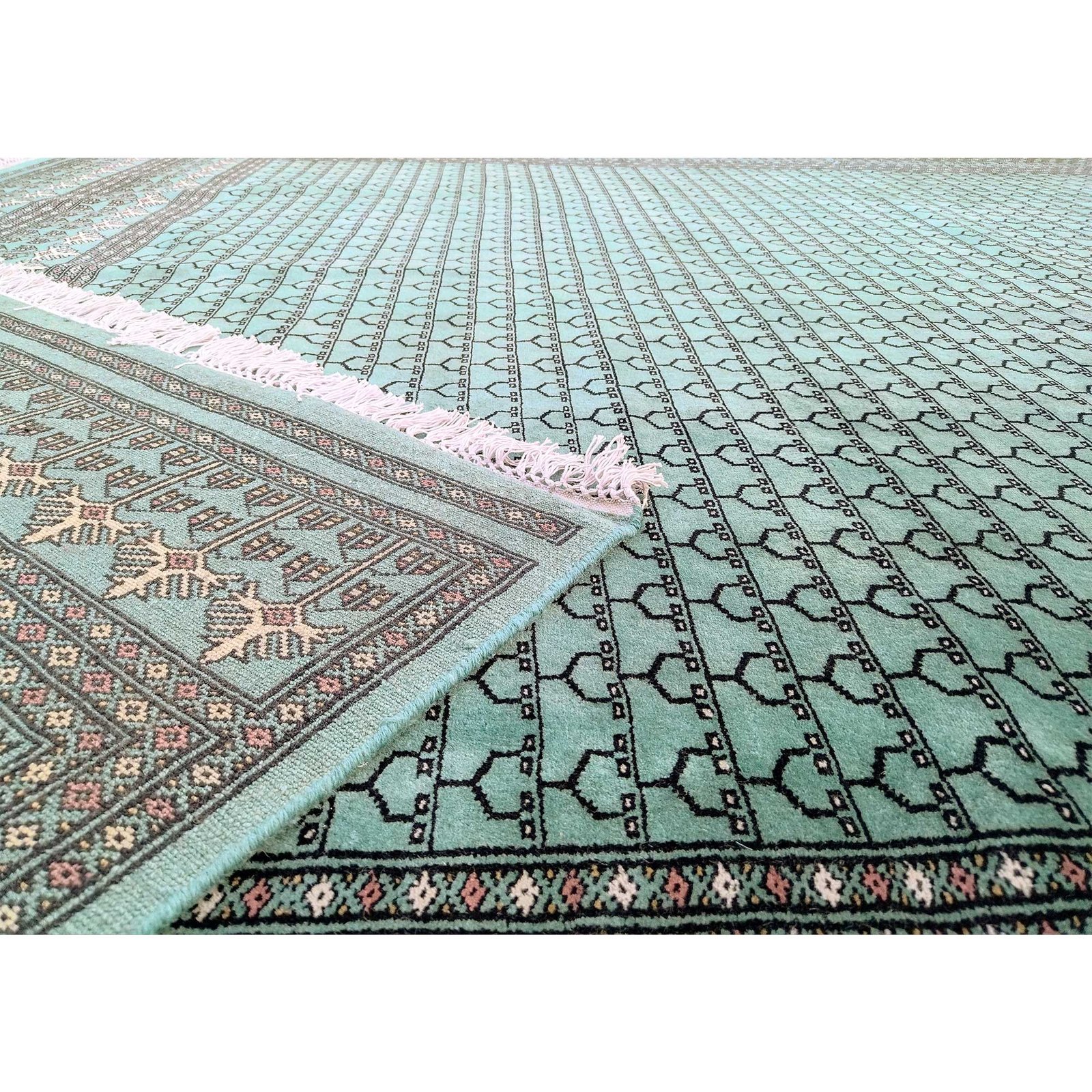 9x12 Ft Handmade Turquoise Wool Carpet Tribal - Image 5