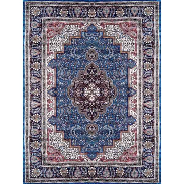9x12 ft Handmade Knotted Royal Blue Persian Bamboo Silk Carpet