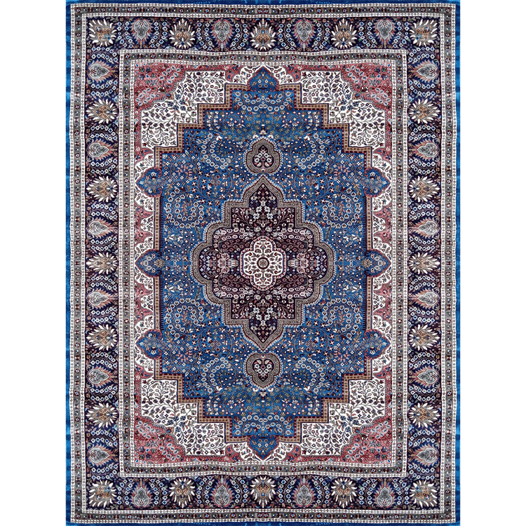9x12 ft Handmade Knotted Royal Blue Persian Bamboo Silk Carpet