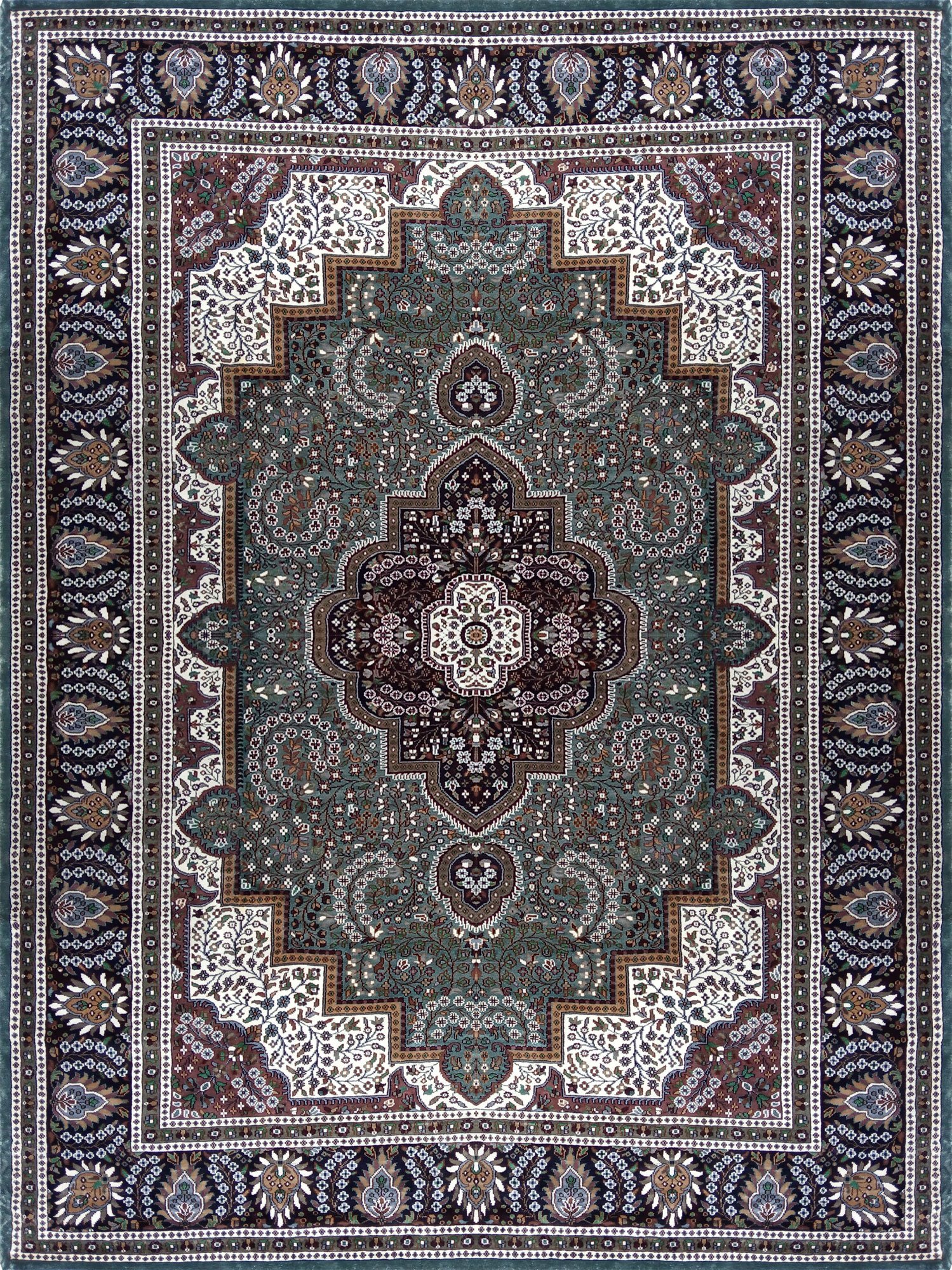 9×12 ft Hand Knotted Gray Indo-Persian Bamboo Silk Carpet - Image 5