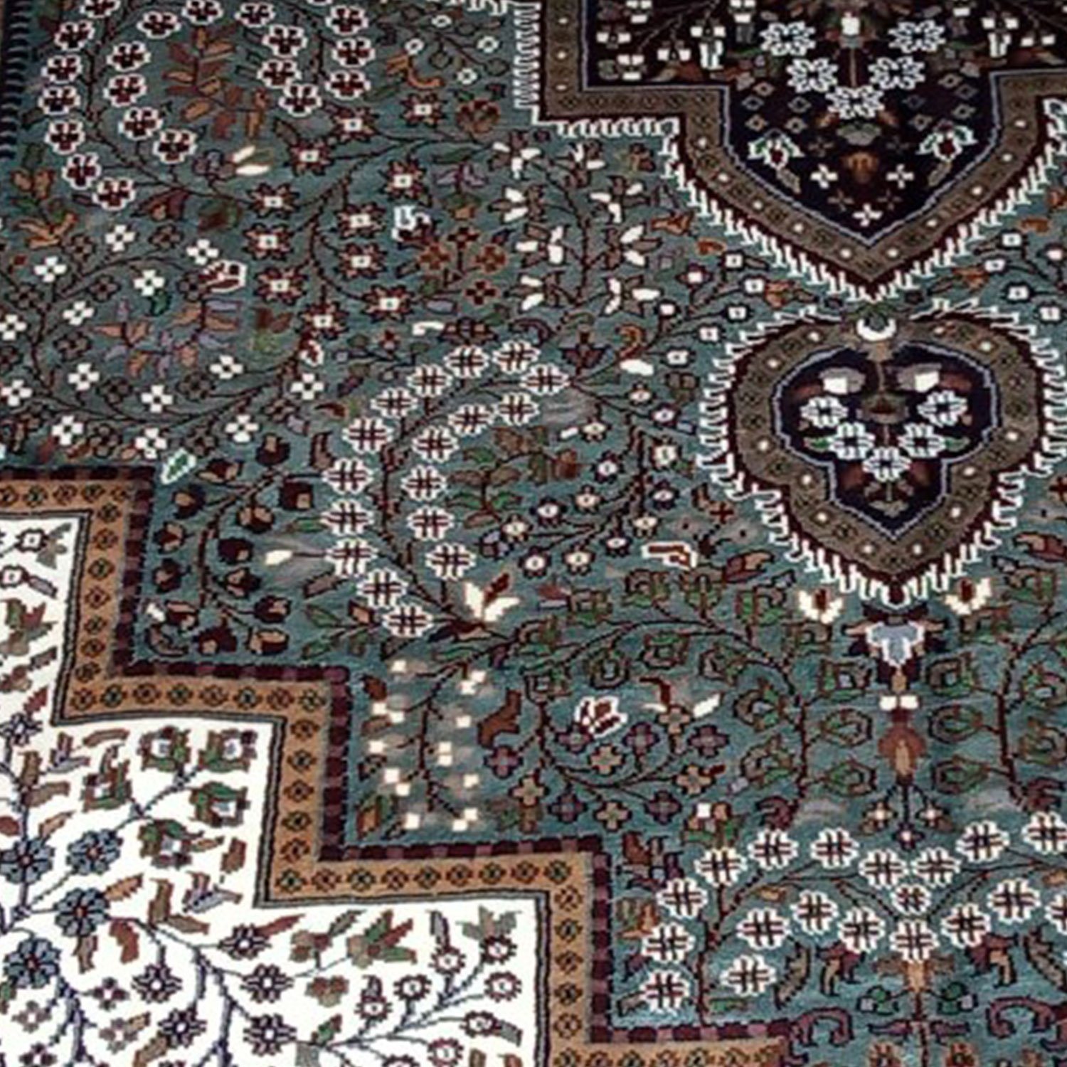 9×12 ft Hand Knotted Gray Indo-Persian Bamboo Silk Carpet - Image 3
