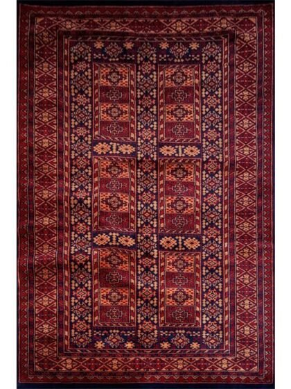 4×6 Feet Black Hand Knotted Wool Carpet Dubba