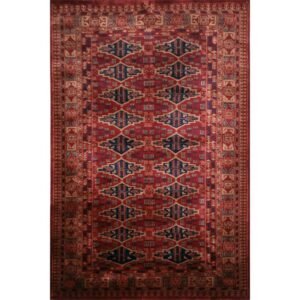 4×6 Feet Hand Knotted Red Wool Carpet Bukhara