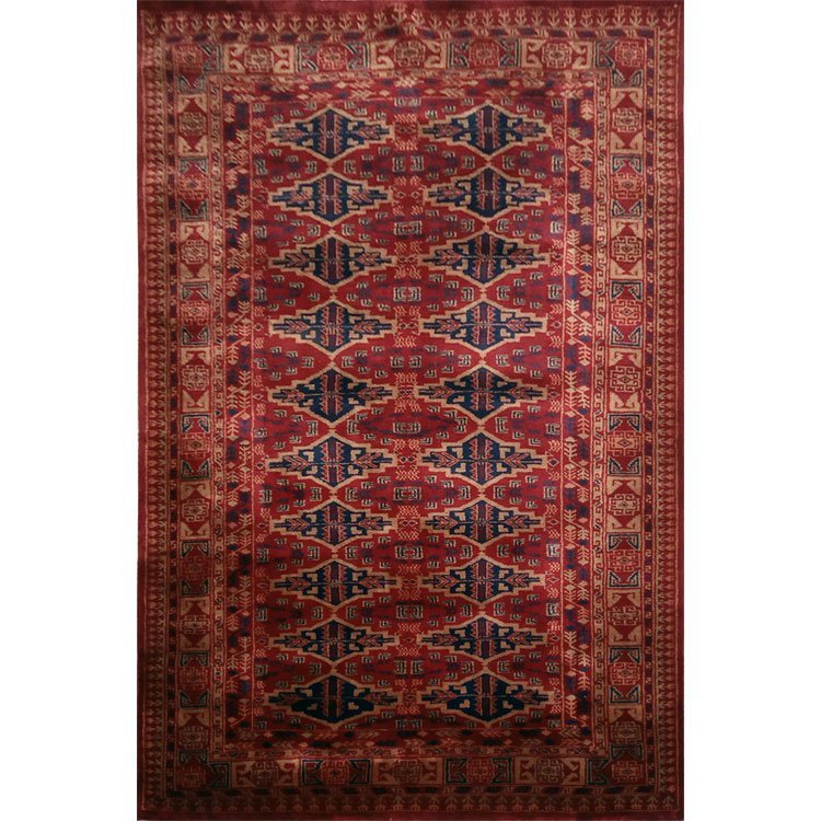 4×6 Feet Hand Knotted Red Wool Carpet Bukhara