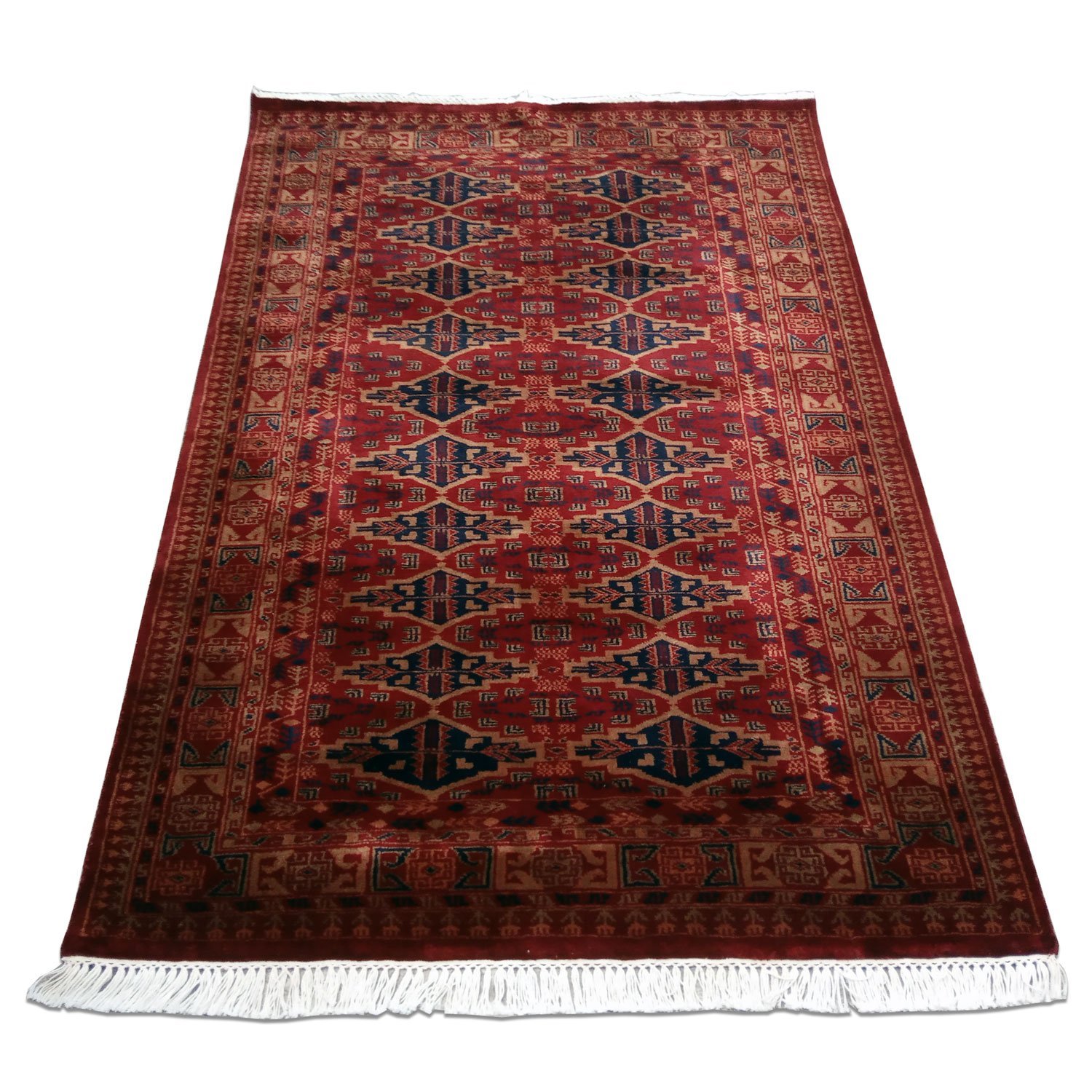4×6 Feet Hand Knotted Red Wool Carpet Bukhara - Image 2