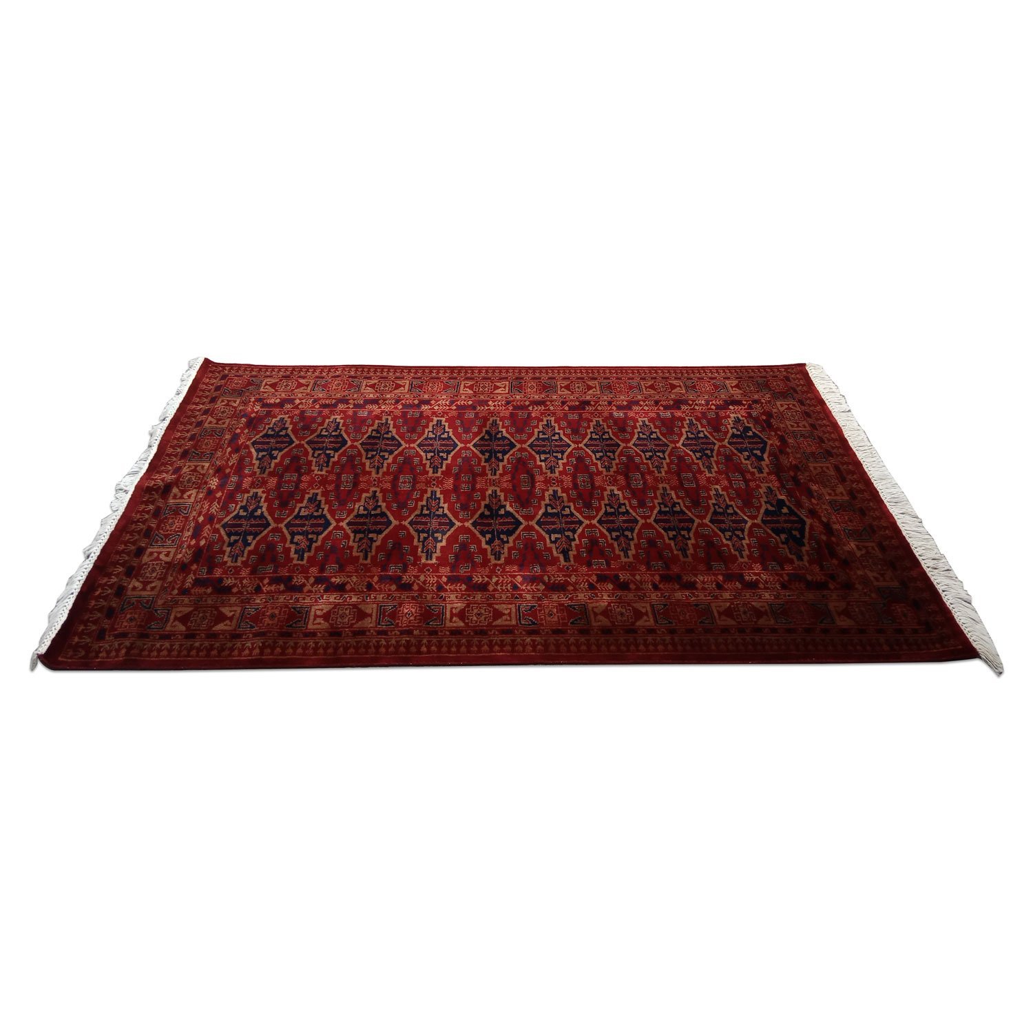 4×6 Feet Hand Knotted Red Wool Carpet Bukhara - Image 4