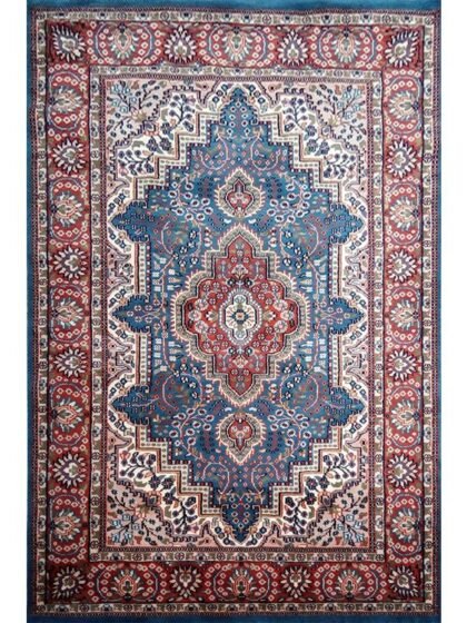 4×6 ft Hand Knotted Persian Blue Carpet Wool