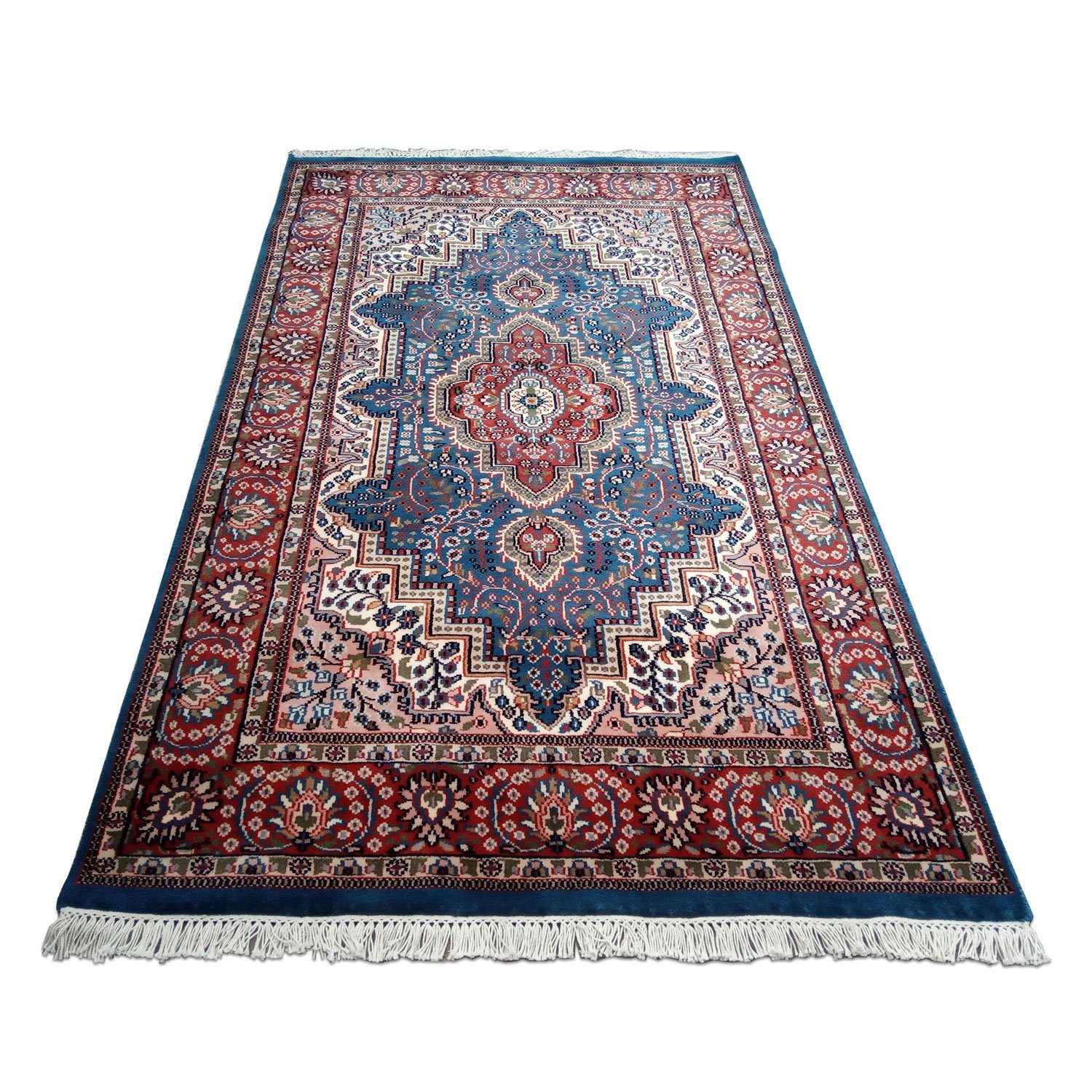 4×6 ft Hand Knotted Persian Blue Carpet Wool - Image 2