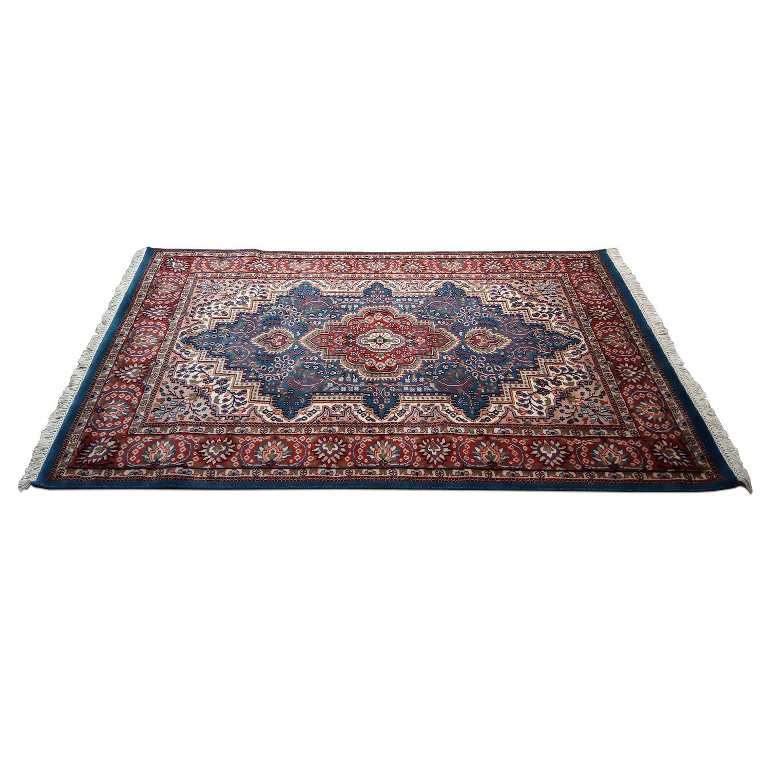 4×6 ft Hand Knotted Persian Blue Carpet Wool - Image 3