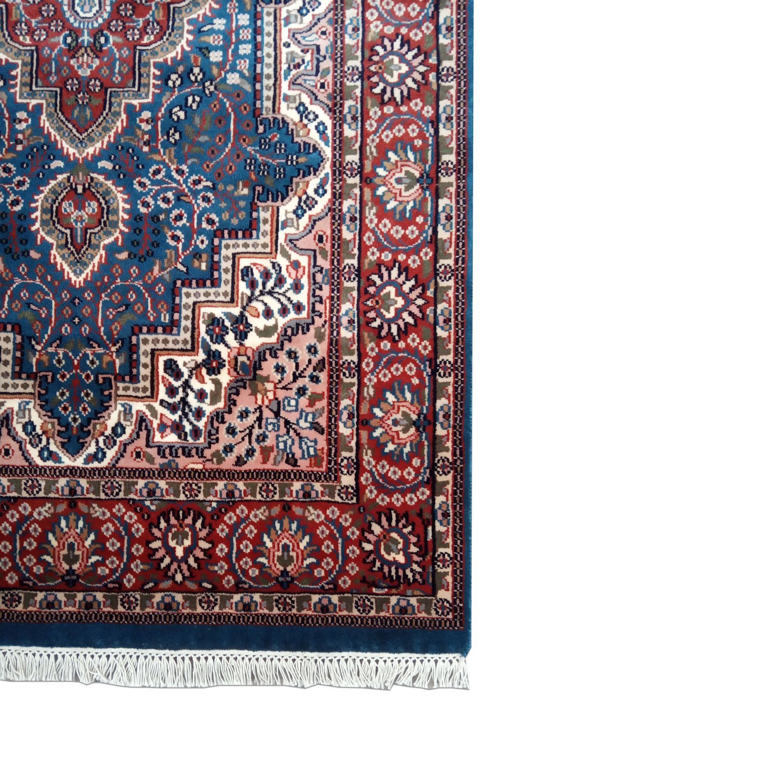 4×6 ft Hand Knotted Persian Blue Carpet Wool - Image 4