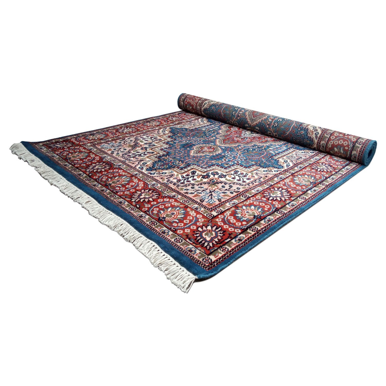 4×6 ft Hand Knotted Persian Blue Carpet Wool - Image 7