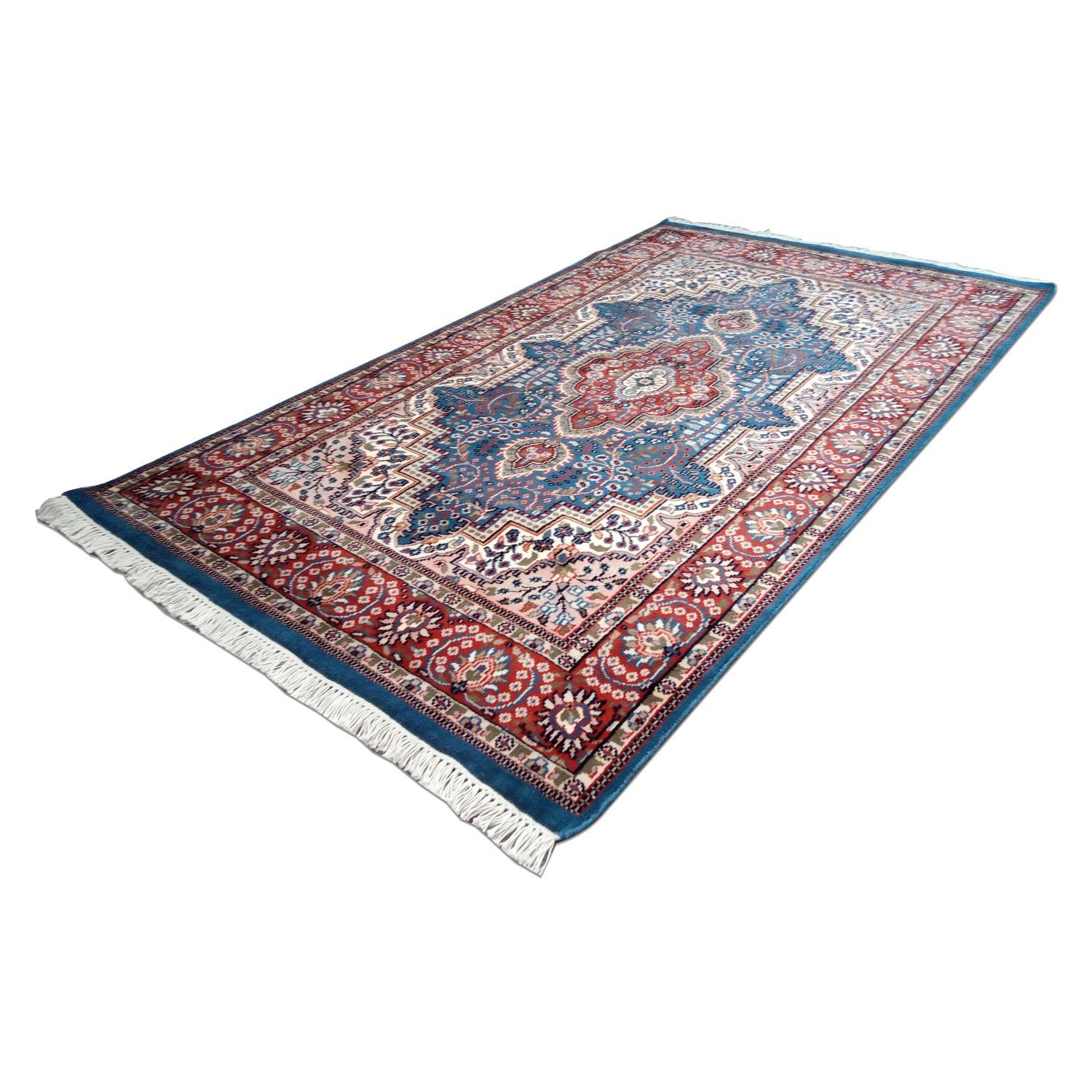 4×6 ft Hand Knotted Persian Blue Carpet Wool - Image 6