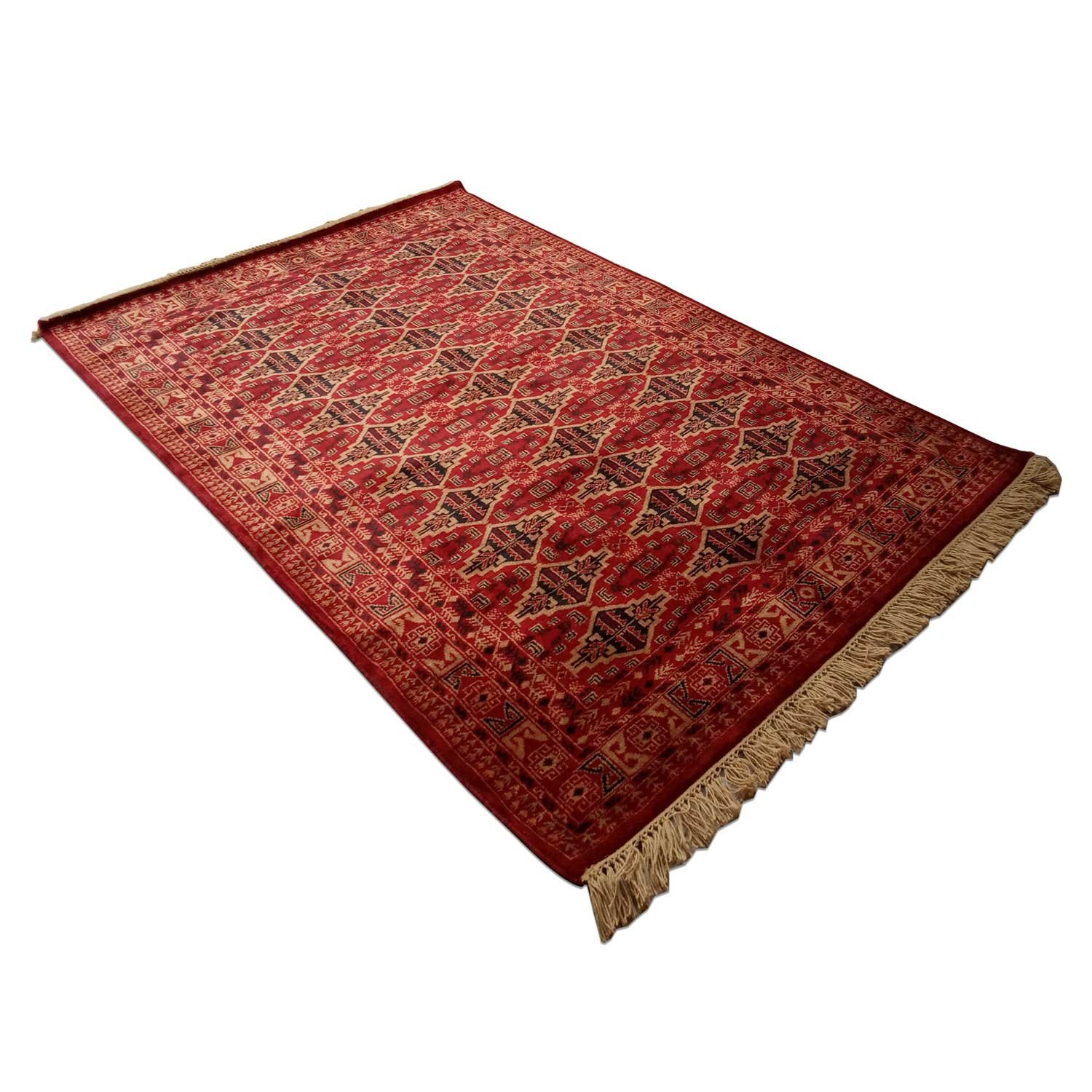 5×7 Feet Handmade Wool Carpet Red Hand Knotted Bukhara Carpet - Image 3