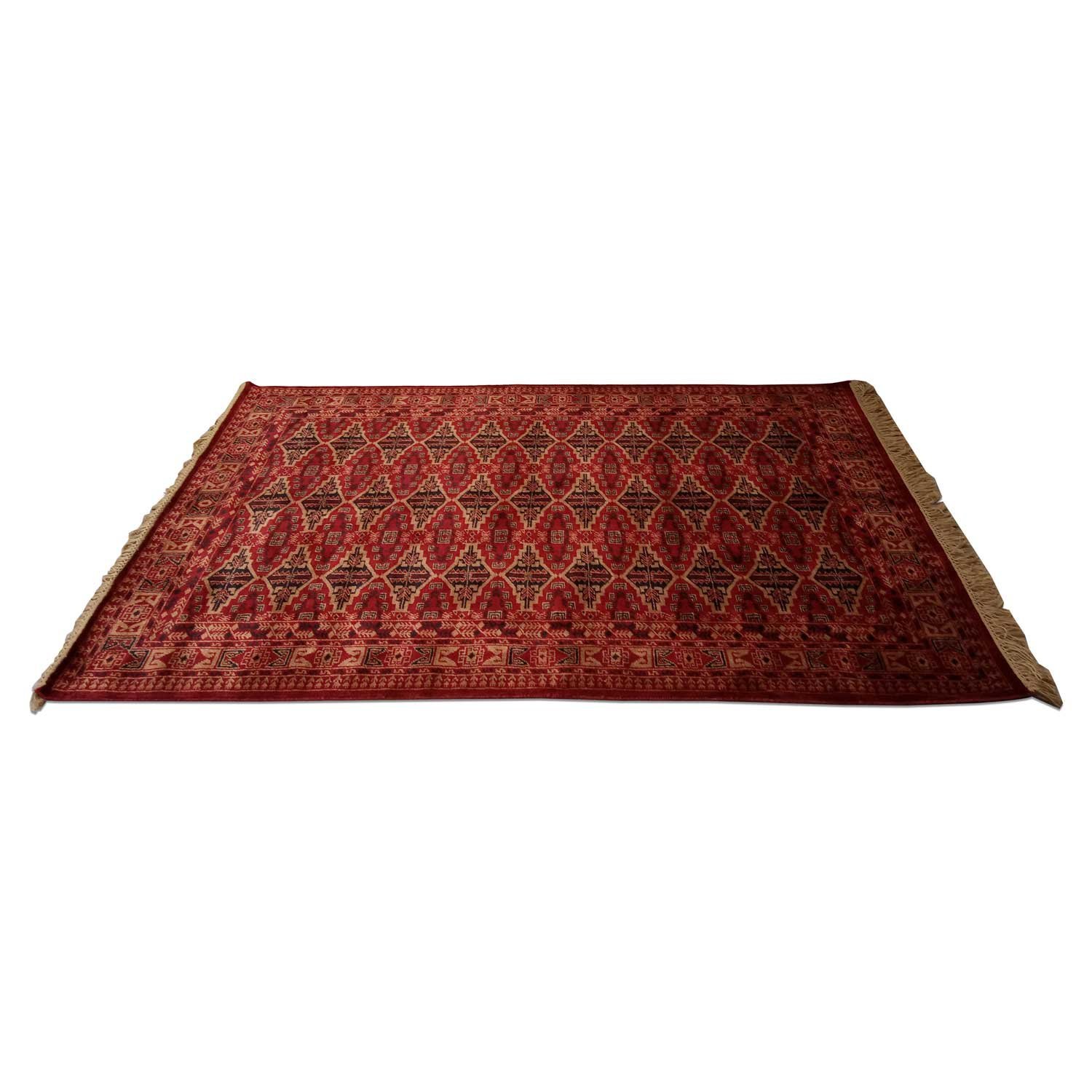 5×7 Feet Handmade Wool Carpet Red Hand Knotted Bukhara Carpet - Image 4