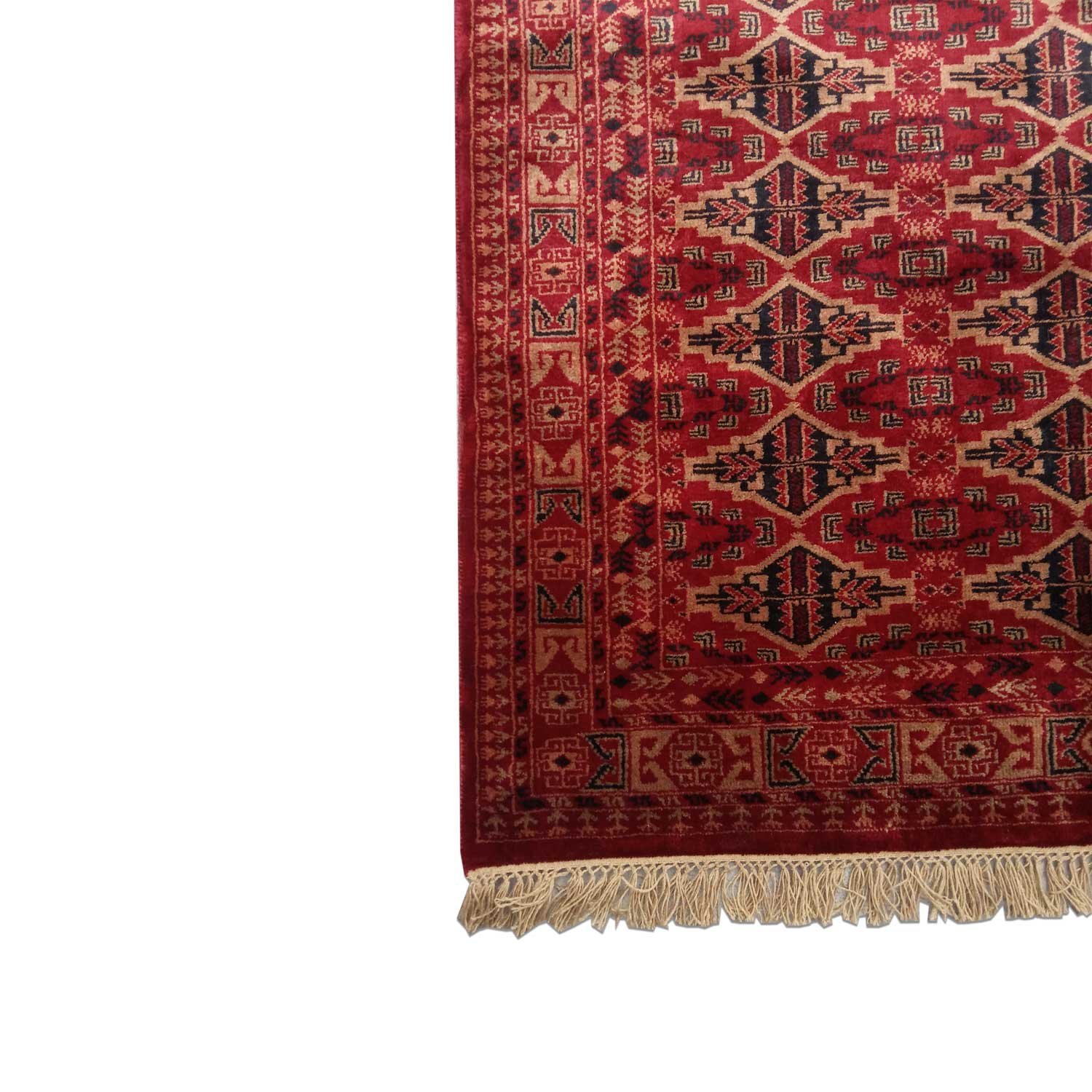 5×7 Feet Handmade Wool Carpet Red Hand Knotted Bukhara Carpet - Image 5