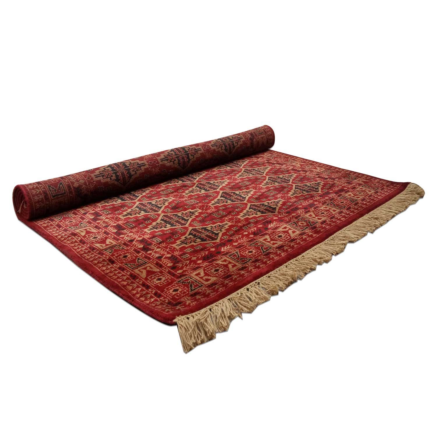 5×7 Feet Handmade Wool Carpet Red Hand Knotted Bukhara Carpet - Image 6