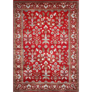 5×7 Feet Handmade Wool Carpet Red Hand Knotted Floral Carpet