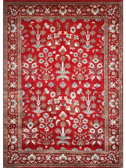 5×7 Feet Handmade Wool Carpet Red Hand Knotted Floral Carpet