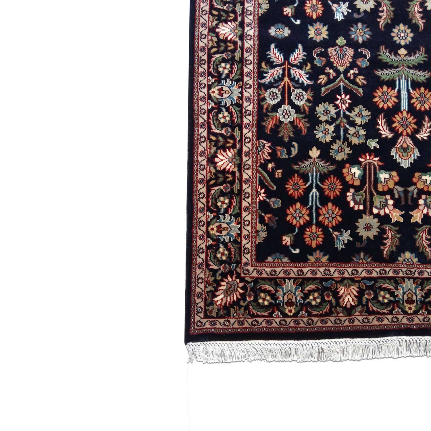 5×7 Feet Handmade Wool Carpet Black Hand Knotted Floral Carpet - Image 3