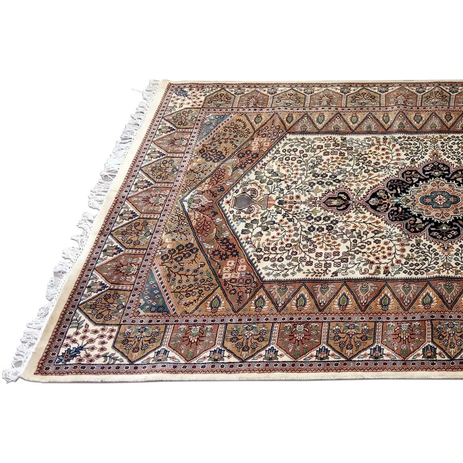 5×7 ft White Hand Knotted Persian Carpet Wool - Image 4