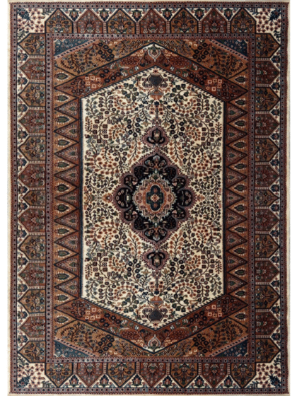 5×7 ft White Hand Knotted Persian Carpet Wool