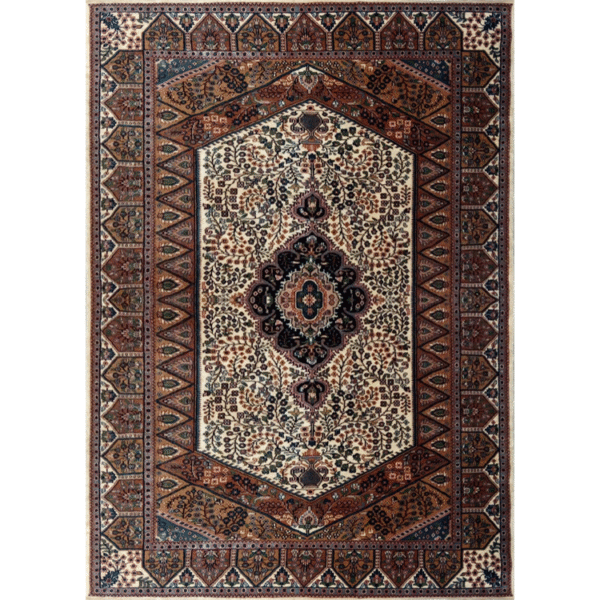 5×7 ft White Hand Knotted Persian Carpet Wool