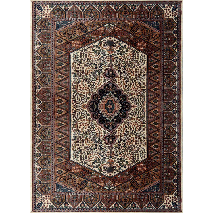 5×7 ft White Hand Knotted Persian Carpet Wool