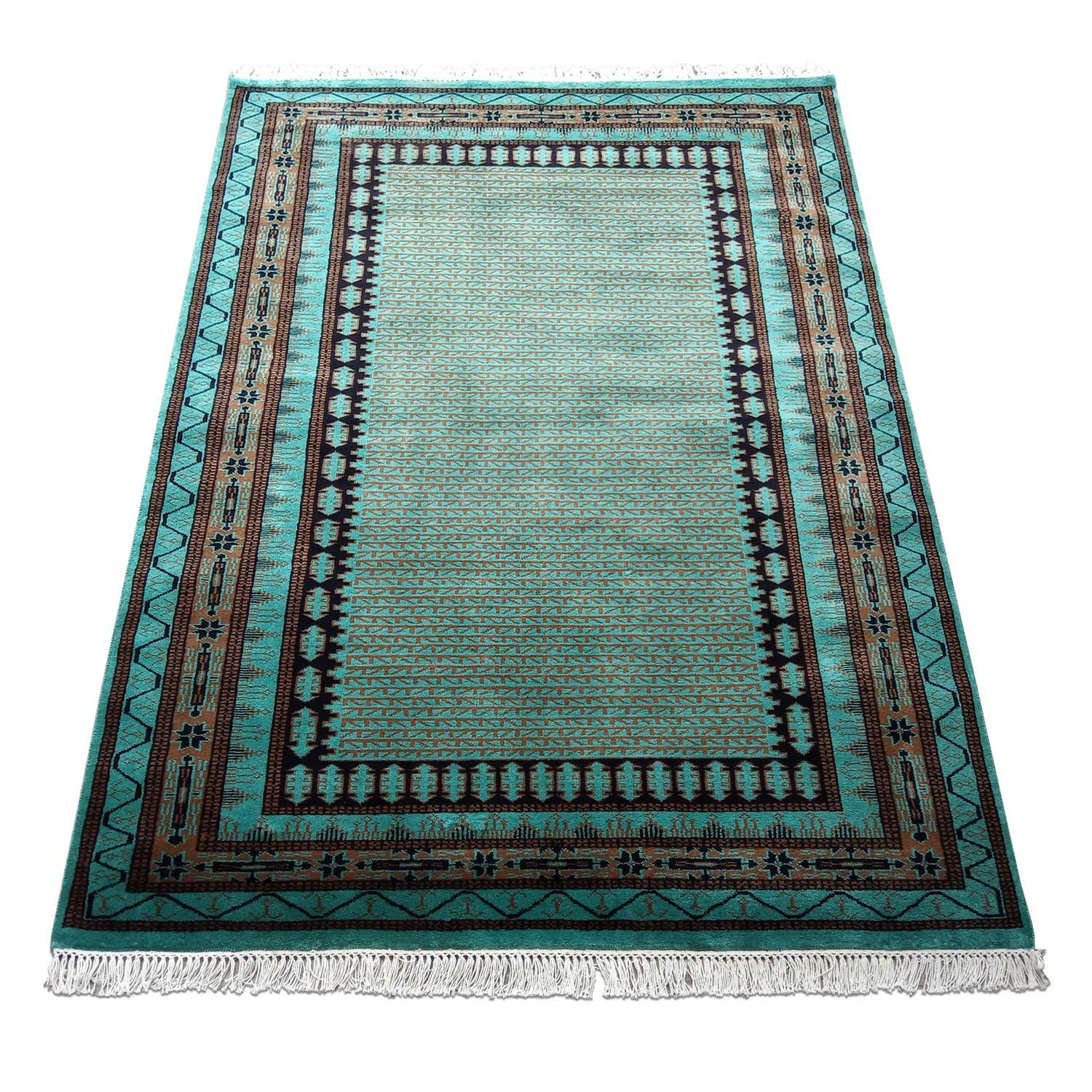 5×7 ft Turquoise Hand Knotted Kanta Carpet Wool - Image 2