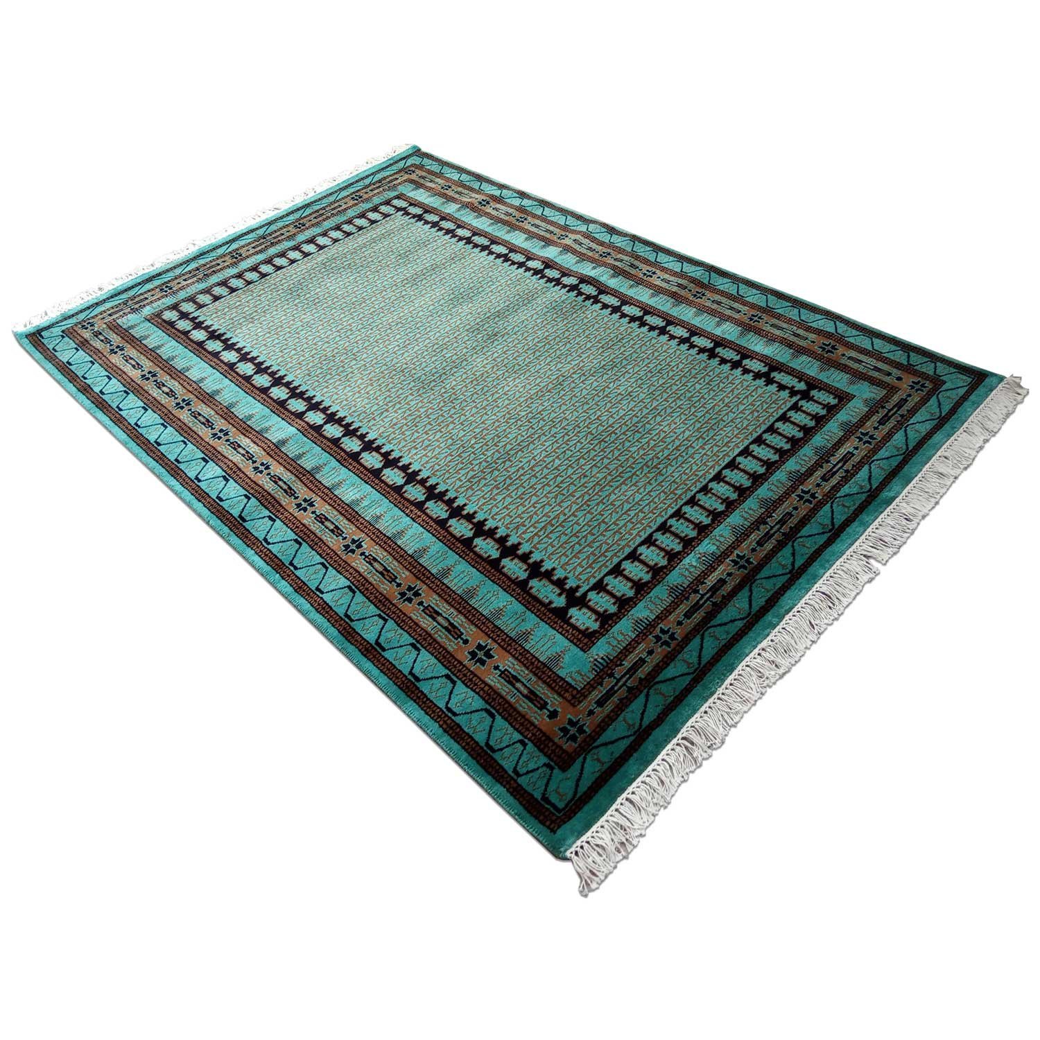 5×7 ft Turquoise Hand Knotted Kanta Carpet Wool - Image 6
