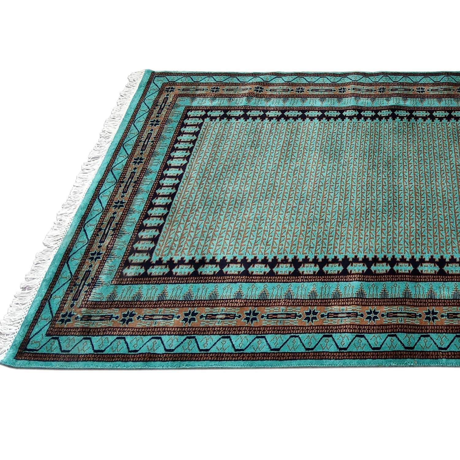 5×7 ft Turquoise Hand Knotted Kanta Carpet Wool - Image 5