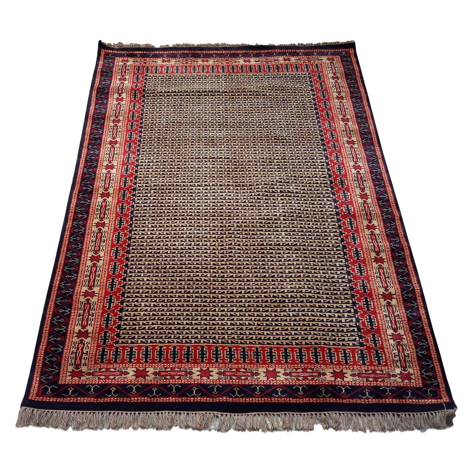 5×7 ft Black Hand Knotted Kanta Carpet Wool - Image 2