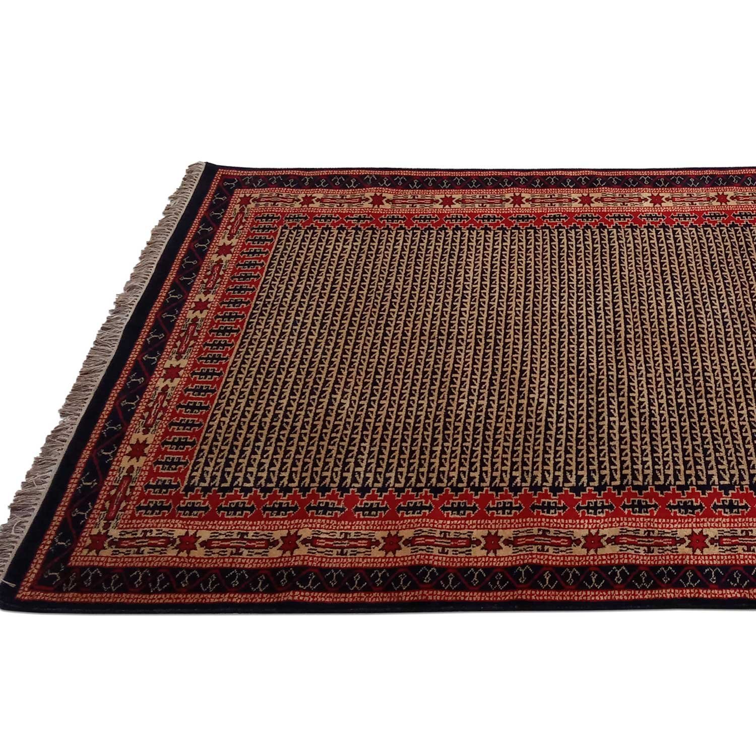 5×7 ft Black Hand Knotted Kanta Carpet Wool - Image 5