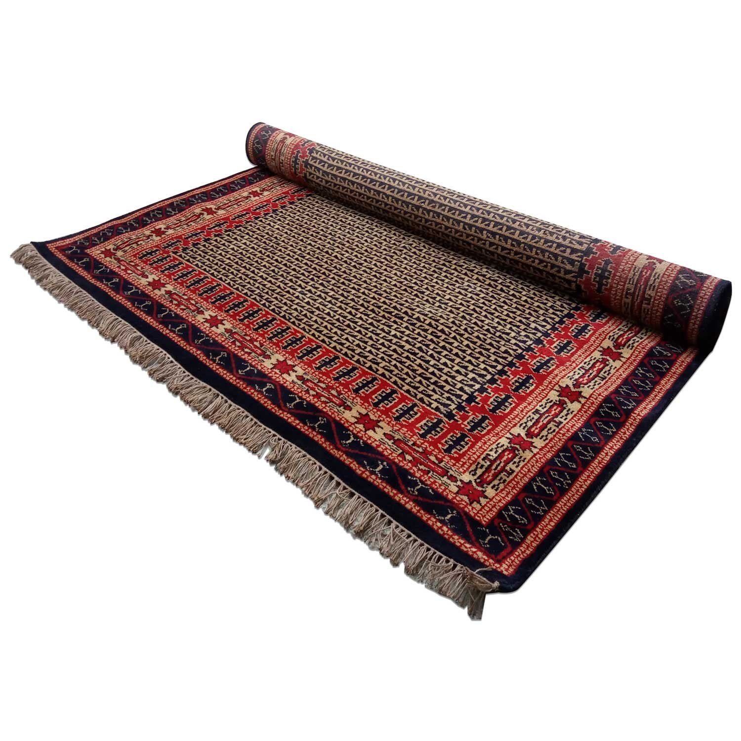 5×7 ft Black Hand Knotted Kanta Carpet Wool - Image 3