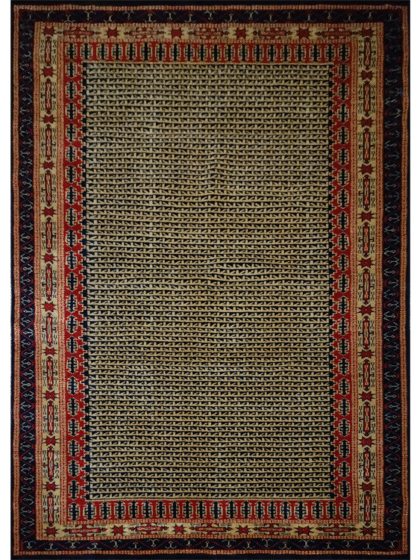5×7 ft Black Hand Knotted Kanta Carpet Wool