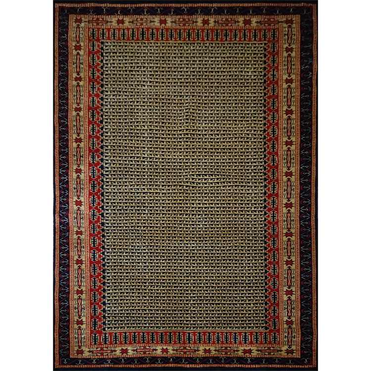 5×7 ft Black Hand Knotted Kanta Carpet Wool