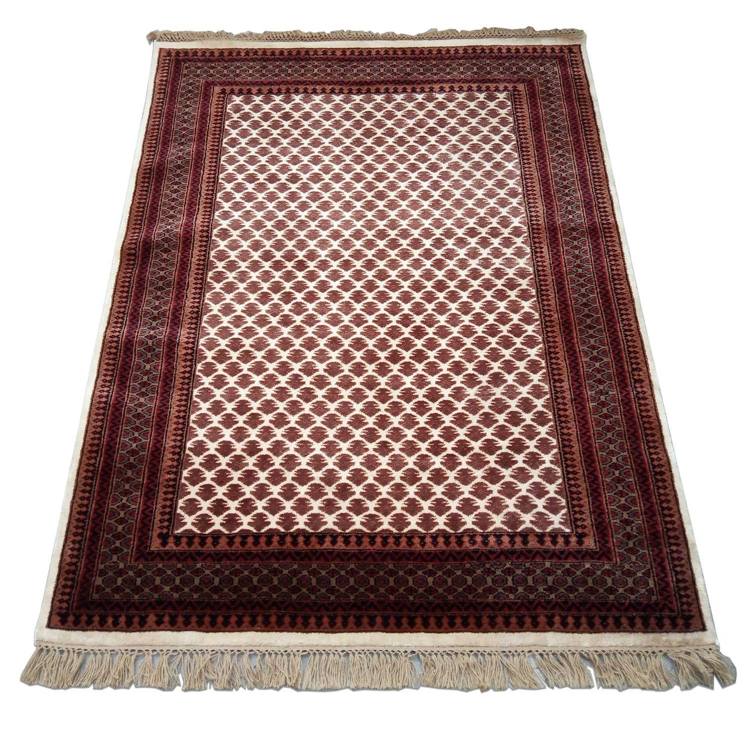 5×7 ft White Hand Knotted Lichi Carpet Wool - Image 2