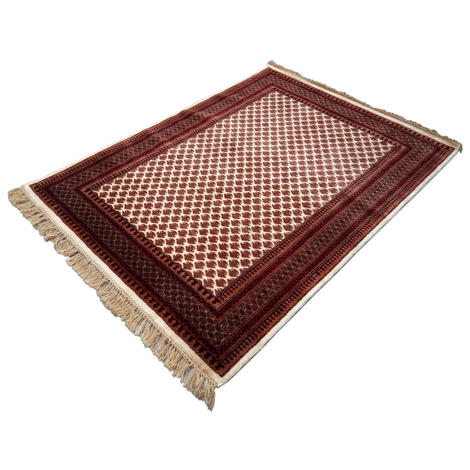 5×7 ft White Hand Knotted Lichi Carpet Wool - Image 6
