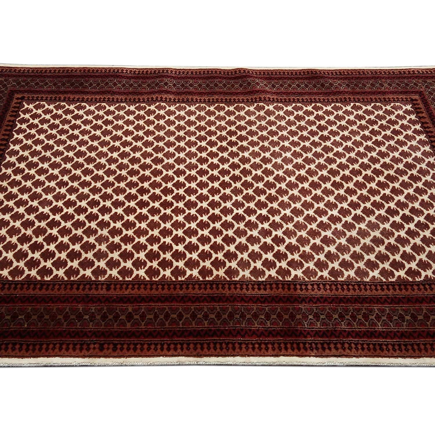 5×7 ft White Hand Knotted Lichi Carpet Wool - Image 5