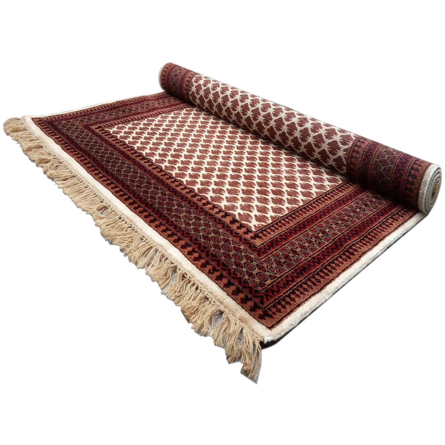 5×7 ft White Hand Knotted Lichi Carpet Wool - Image 3