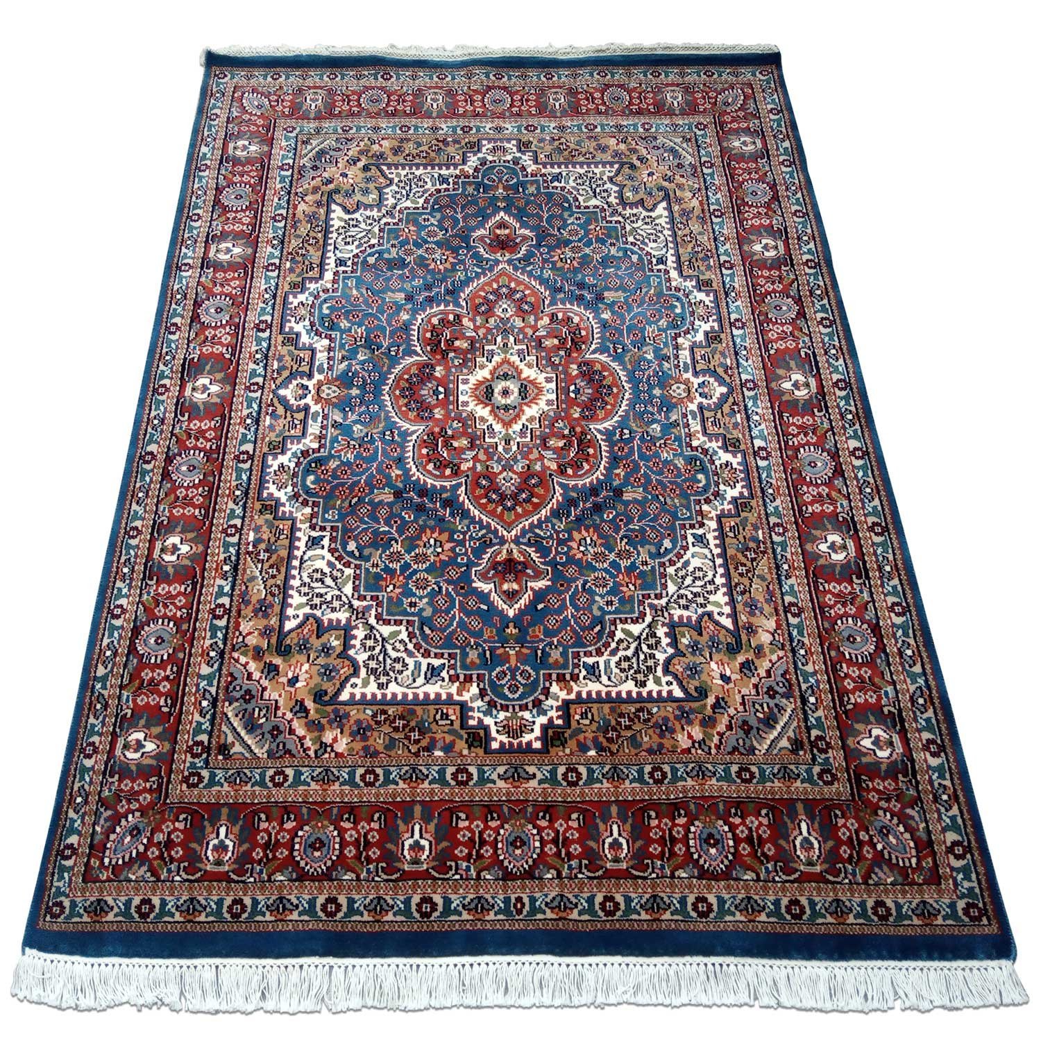 5×7 feet Blue Hand Knotted Persian Carpet Wool - Image 2