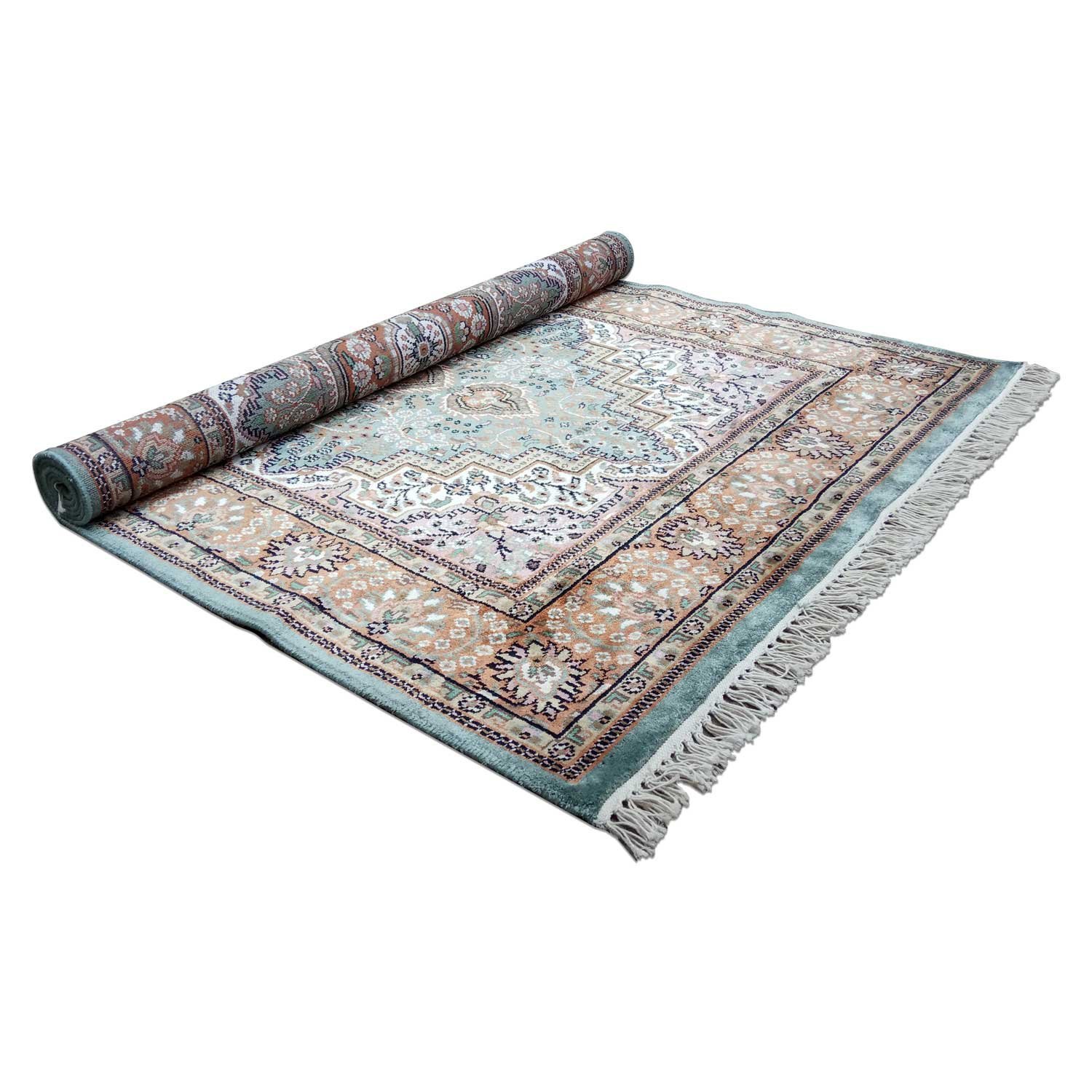 4×6 Feet Sky Blue Hand Knotted Persian Carpet - Image 7